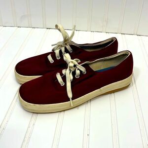 Keds STRETCH Sneakers Womens Size 7 90s MAROON Canvas Casual Comfort Shoes